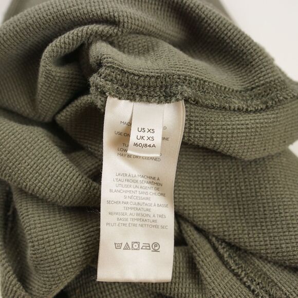 Free People Green Mock Neck Thermal Long Sleeve Shirt Padded Shoulder Top XS - Picture 4 of 7